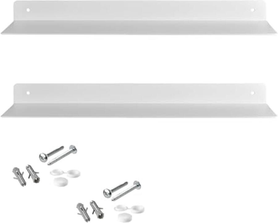 Set van 2 design wandplanken 350 x 130 x 30 mm wit moderne wandplank met bevestigingsset
