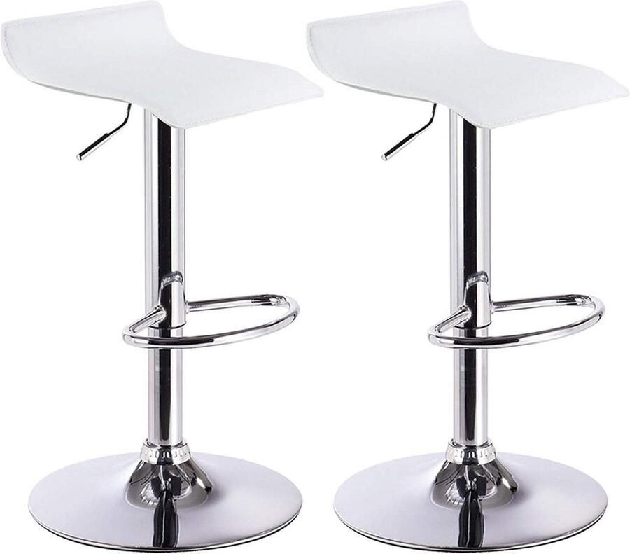 Rootz Living Rootz Set van 2 Designer Barkrukken Moderne Barkrukken Verstelbare Tegenstoelen Comfortabel Veelzijdig Duurzaam Kunstleer Verchroomd Metaal 63cm-83cm x 39cm x 38 5cm