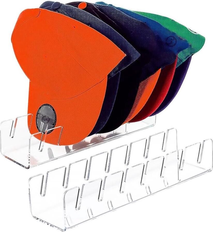 Set van 2 dophouder acryl desktop dophouder acryl dopstandaard voor 14 baseball caps opslag geen installatie dop display acryl voor slaapkamerkast dressoir (helder)