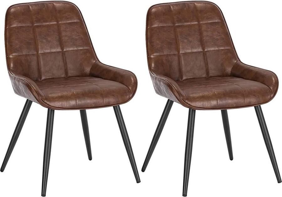 Rootz Living Rootz Set van 2 Eetkamerstoelen Accentstoelen Gestoffeerde stoelen Kunstleer Ergonomisch en comfortabel Robuust en stabiel Vloerbescherming 81 5 cm x 38 cm x 43 cm