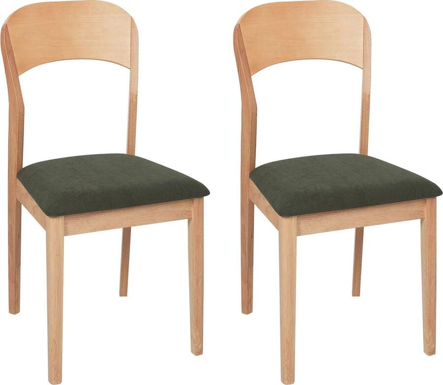 Beliani Set van 2 eetkamerstoelen ALVIN Hout Lichtbruin