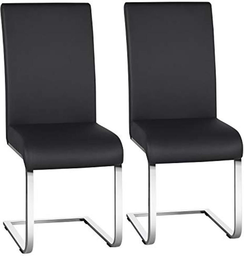 Set van 2 Eetkamerstoelen Comfortabele Schommelstoelen in Zwart Kunstleer Belastbaarheid tot 135 kg