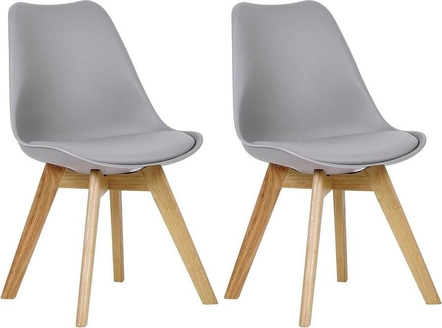 Rootz Living Rootz Set van 2 Eetkamerstoelen Comfortabele zitplaatsen Stijlvol meubilair Ergonomisch ontwerp Schuim met hoge dichtheid Massief houten poten 48 cm x 42 cm x 82 cm