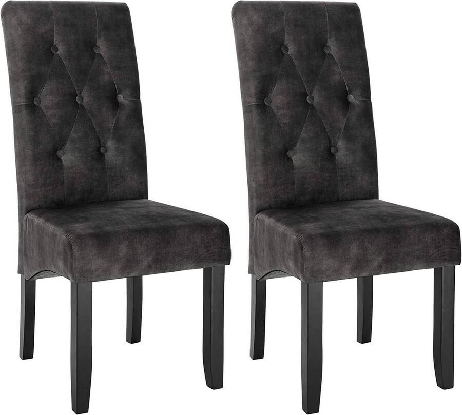 Rootz Living Rootz Set van 2 eetkamerstoelen Elegante stoelen Comfortabel zitcomfort Schuim met hoge dichtheid Duurzame houtconstructie Veelzijdige fluwelen bekleding 107 cm x 47 cm x 42 cm