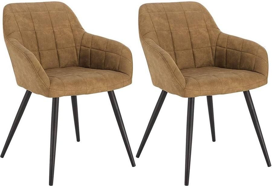 Rootz Living Rootz Set van 2 eetkamerstoelen Ergonomische stoelen Comfortabele zit Stoffen bekleding Metalen poten Antislip Vloerbescherming 49 cm x 43 cm x 81 cm