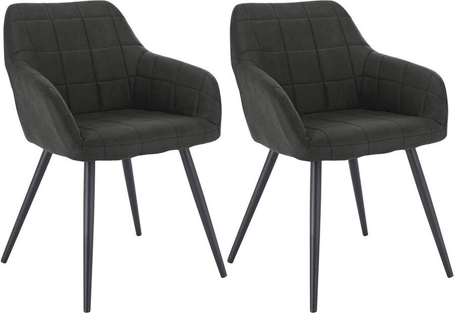 Rootz Living Rootz Set van 2 Eetkamerstoelen Fauteuils Ergonomische stoelen Comfortabel en ondersteunend Duurzaam en stabiel Veelzijdig ontwerp 49 cm x 43 cm x 81 cm