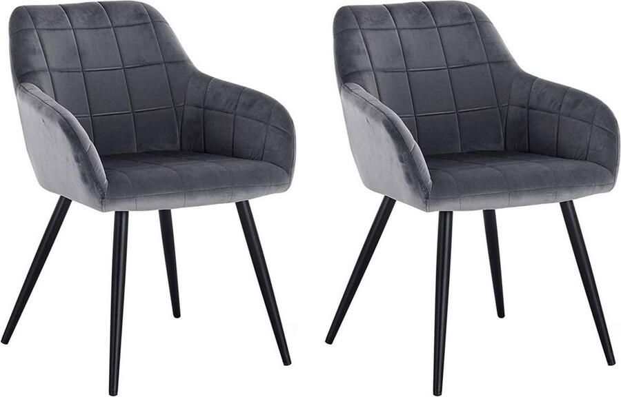 Rootz Living Rootz Set van 2 Eetkamerstoelen Fauteuils Fluwelen stoelen Comfortabel en ergonomisch Duurzaam en stabiel Eenvoudige montage 49 cm x 43 cm x 81 cm
