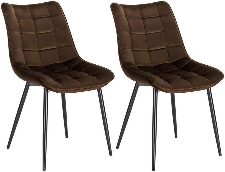 Rootz Living Rootz set van 2 eetkamerstoelen fluweel bekleed stoelen met metalen poten ergonomisch ontwerp duurzaam en comfortabel vloerbescherming zitmaat 46 x 40 5 cm