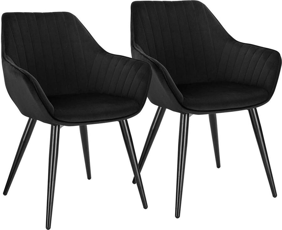 Rootz Living Rootz Set van 2 Eetkamerstoelen Fluweel gestoffeerd Metalen frame Ergonomisch ontwerp Stevig en stabiel Gemakkelijk schoon te maken 45 cm x 40 cm x 84 cm
