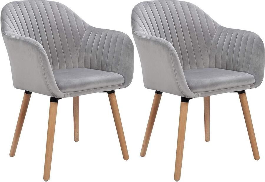 Rootz Living Rootz set van 2 eetkamerstoelen fluwelen keukenstoelen woonkamerzitplaats ergonomische ondersteuning eenvoudige montage duurzaam en stabiel 81 cm x 40 cm x 40 cm