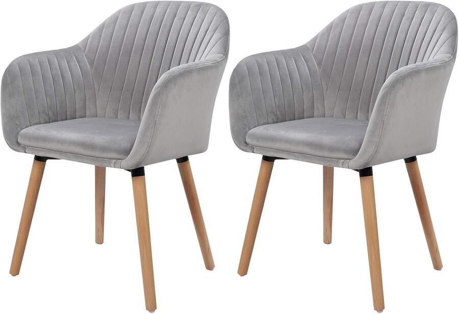 Rootz Living Rootz set van 2 eetkamerstoelen fluwelen keukenstoelen woonkamerzitplaats ergonomische ondersteuning eenvoudige montage duurzaam en stabiel 81 cm x 40 cm x 40 cm - Foto 2