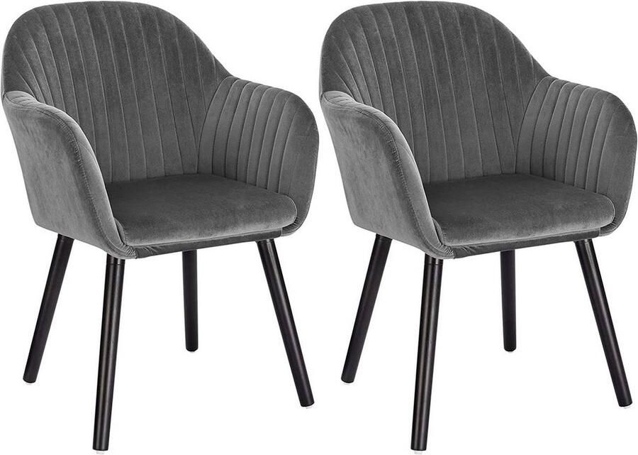Rootz Living Rootz Set van 2 Eetkamerstoelen Fluwelen stoelen Ergonomische zitting Comfortabel en duurzaam Eenvoudige montage 81 cm x 40 cm x 47 cm