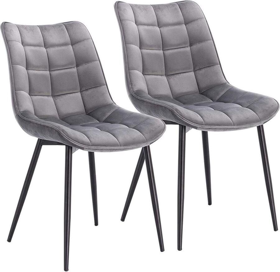 Rootz Living Rootz Set van 2 eetkamerstoelen fluwelen zitstoelen stoelen met metalen poten ergonomisch ontwerp duurzaam en comfortabel vloerbescherming 46 cm x 40 5 cm x 85 5 cm
