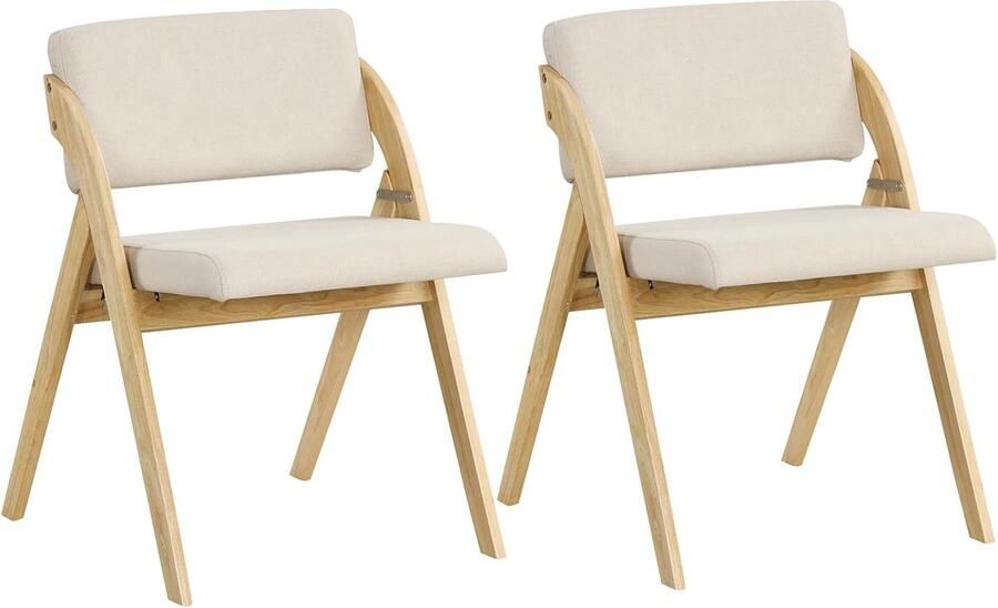 Set van 2 eetkamerstoelen inklapbare keukenstoel met rubberen houten poten gevoerde zitting en rugleuning klapstoel bijzetstoel draagbare bureaustoel voor eetkamer kantoorevenementen