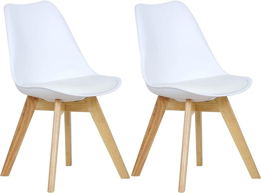 Rootz Living Rootz Set van 2 Eetkamerstoelen Keukenstoelen Comfortabele zitplaatsen Schuim met hoge dichtheid Massief houten poten Vloerbescherming 48 cm x 42 cm x 82 cm