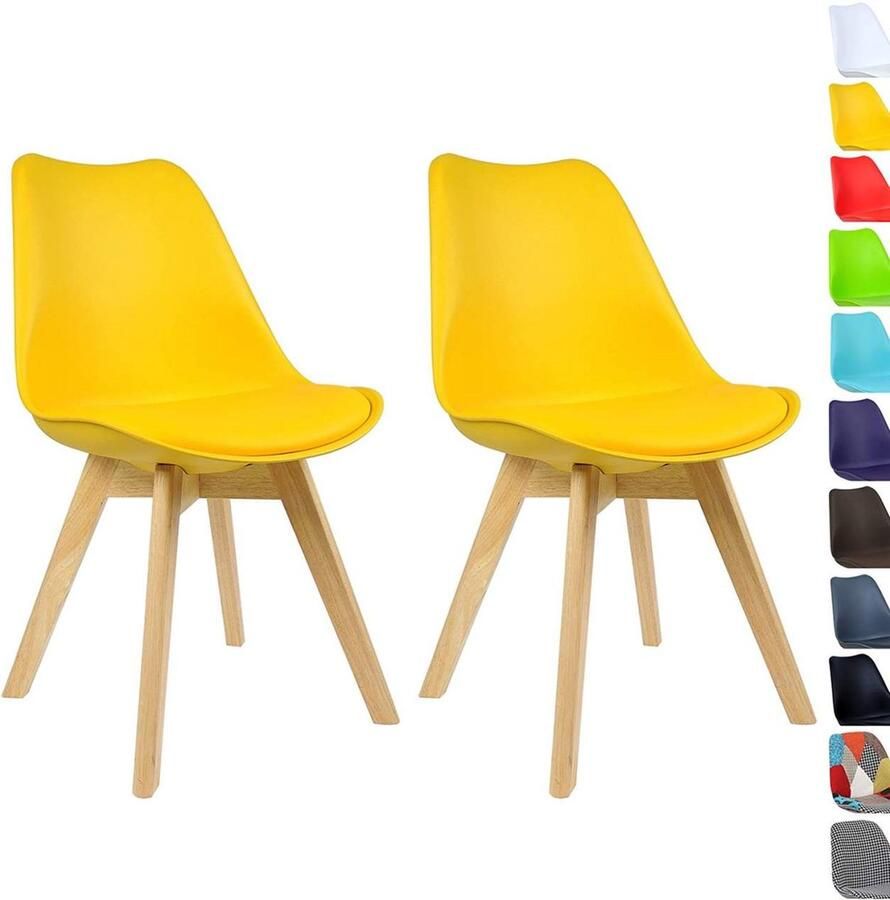 Rootz Living Rootz Set van 2 Eetkamerstoelen Keukenstoelen Comfortabele zitplaatsen Schuim met hoge dichtheid Stevige houten poten Vloerbescherming 48 cm x 42 cm x 82 cm