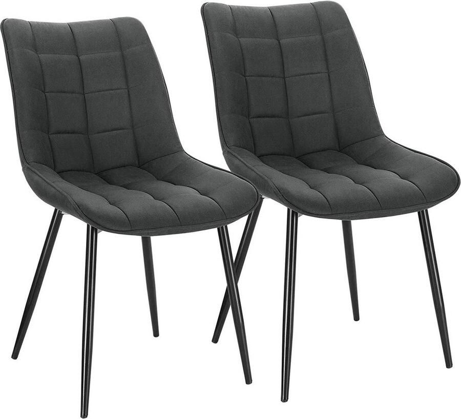 Rootz Living Rootz Set van 2 eetkamerstoelen keukenstoelen gestoffeerde stoelen comfortabele gewatteerde zitting duurzame metalen poten ergonomische rugleuning zitmaat 46 x 40 5 cm
