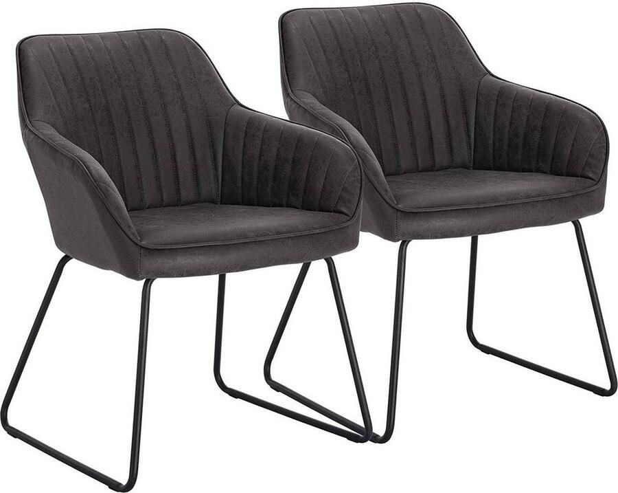 Rootz Living Rootz Set van 2 Eetkamerstoelen Keukenstoelen Moderne zitplaatsen Comfortabel en ergonomisch Duurzaam metalen frame Veelzijdig grijs ontwerp 45 cm x 44 cm x 78 5 cm