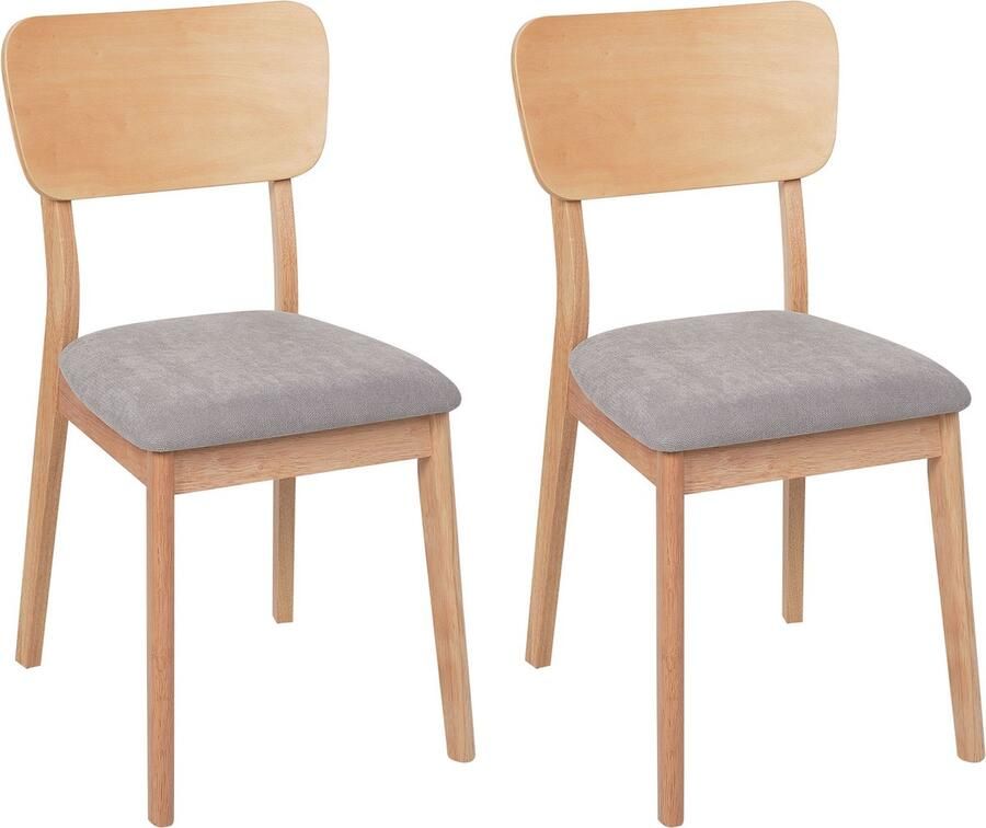 Beliani Set van 2 eetkamerstoelen MINIER Hout Lichtbruin