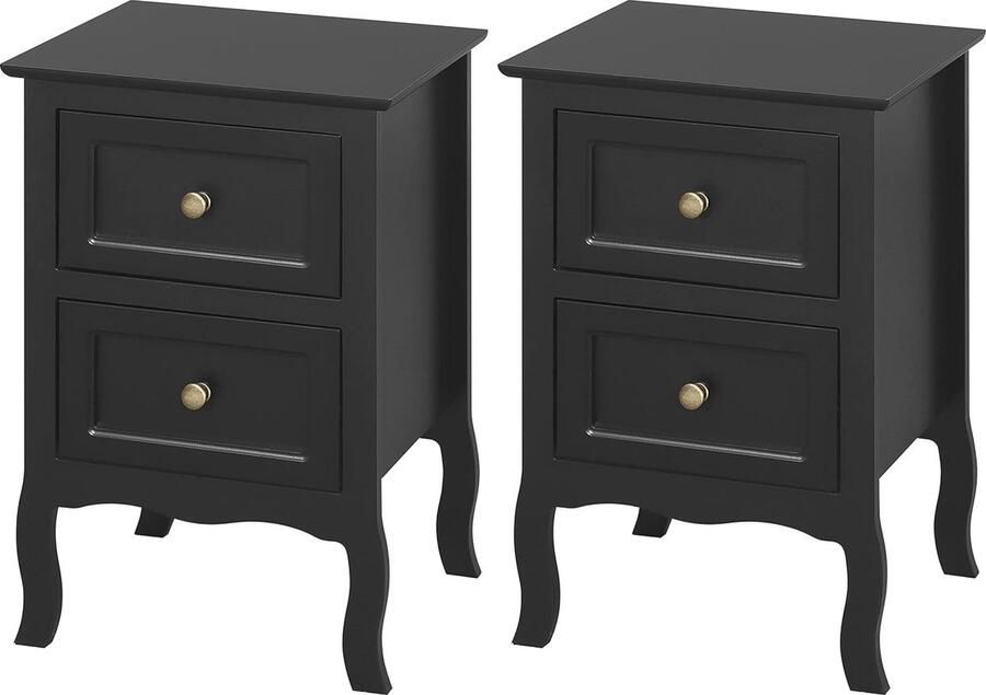 Set van 2 Elegante Nachtkastjes met 2 Laden voor Slaapkamer en Woonkamer Modern en Compact