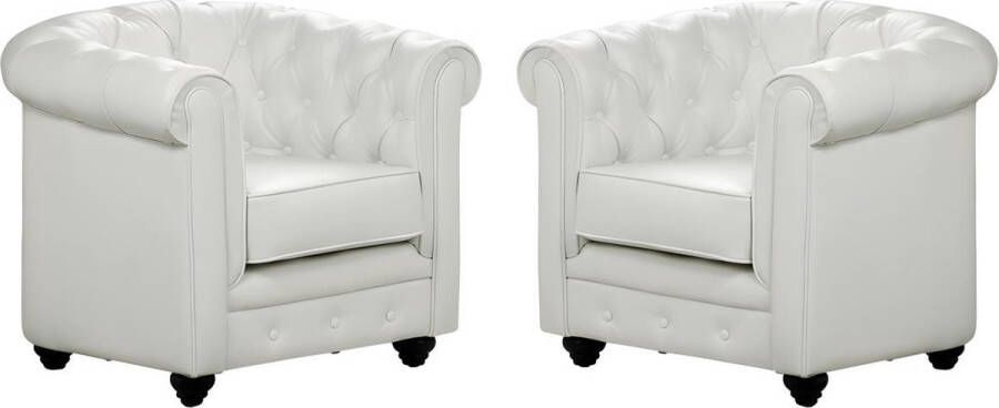 Set van 2 fauteuils CHESTERFIELD van kunstleer Wit L 82 cm x H 72 cm x D 78 cm