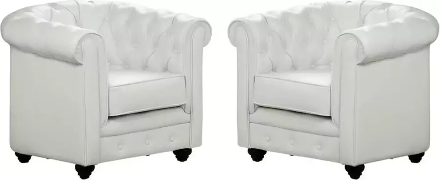 Set van 2 fauteuils CHESTERFIELD van kunstleer Wit L 82 cm x H 72 cm x D 78 cm - Foto 1