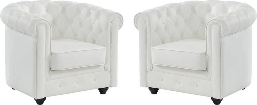 Set van 2 fauteuils van buffelleer CHESTERFIELD Wit L 82 cm x H 72 cm x D 78 cm