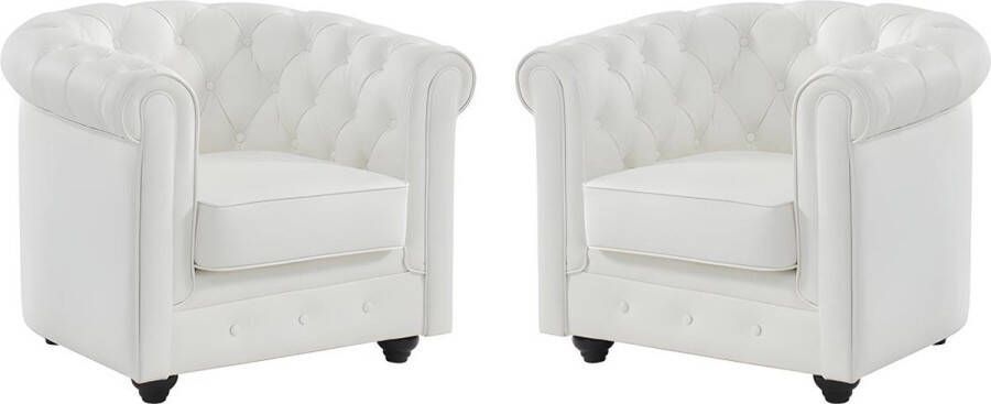 Set van 2 fauteuils van buffelleer CHESTERFIELD Wit L 82 cm x H 72 cm x D 78 cm