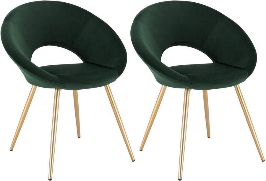 Rootz Living Rootz set van 2 fluwelen eetkamerstoelen elegante stoelen comfortabele zit stijlvol ontwerp duurzame constructie antislip 78 cm x 35 cm x 45 cm
