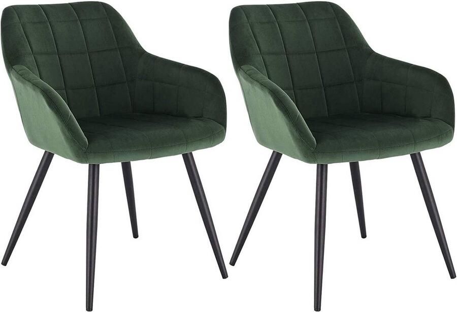 Rootz Living Rootz Set van 2 fluwelen eetkamerstoelen Fauteuils met metalen poten Comfortabel en ergonomisch duurzaam en stabiel eenvoudige montage 49 cm x 43 cm x 81 cm