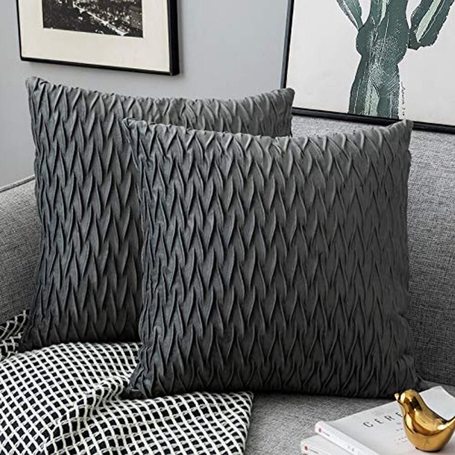 Set van 2 Fluwelen Kussenslopen 40x40 cm Decoratieve Kussenhoezen voor Bank en Slaapkamer