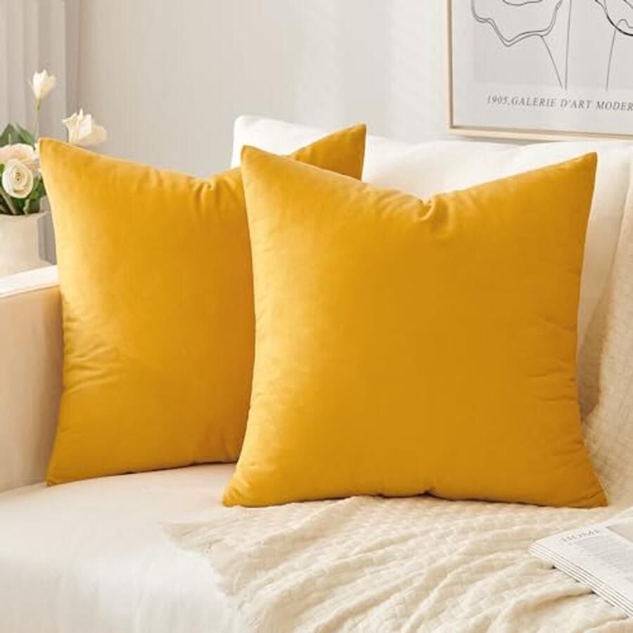 Set van 2 fluwelen kussenslopen 45x45 cm zachte oranje decoratieve kussens voor bank en slaapkamer