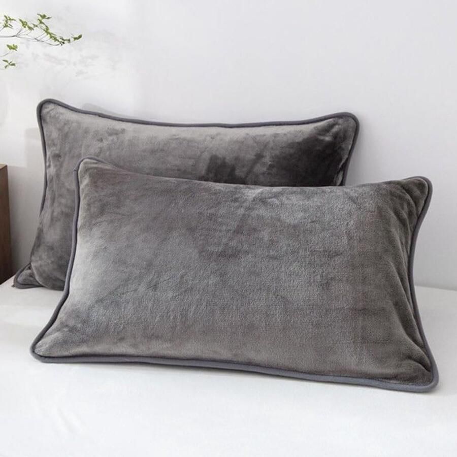 Furnibella -Set van 2 Fluwelen Kussenslopen 50x70 cm – grijs– Luxe Sierkussenhoezen met Ritssluiting – Decoratief voor Woonkamer Bank of Slaapkamer