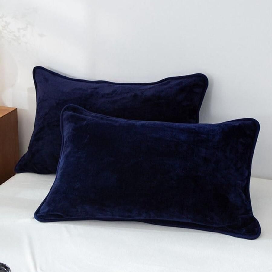 FURNIBELLA-Set van 2 Fluwelen Kussenslopen 50x70 cm – Marineblauw– Luxe Sierkussenhoezen met Ritssluiting – Decoratief voor Woonkamer Bank of Slaapkamer