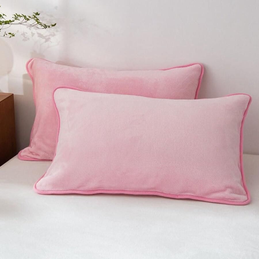 Furnibella -Set van 2 Fluwelen Kussenslopen 50x70 cm – roze– Luxe Sierkussenhoezen met Ritssluiting – Decoratief voor Woonkamer Bank of Slaapkamer