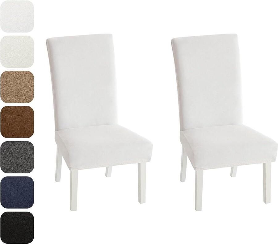 Set van 2 fluwelen rekbare stoelhoes Afneembare en wasbare eetkamerstoel hoezen Moderne decoratie voor woonkamer en keuken Bruiloft en feest Beige