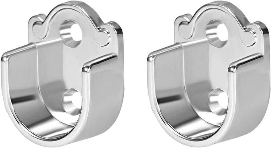 Set van 2 Garderobe Beugels voor 25mm Douchegordijnrail Zinklegering Flens Houder voor Douchegordijnstaaf U-vormige Douchegordijn Rail Ondersteuning