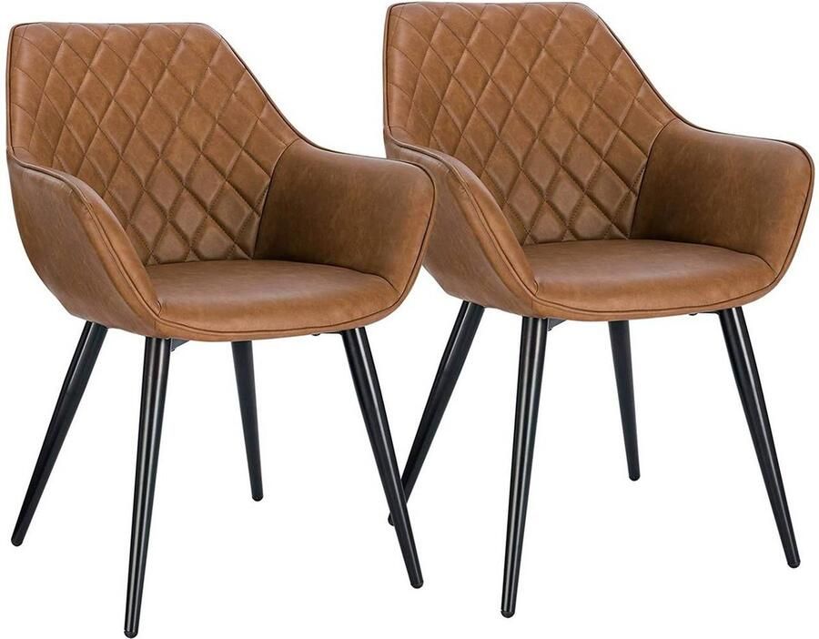 Rootz Living Rootz Set van 2 gestoffeerde eetkamerstoelen Fauteuils Kunstleerstoelen Comfortabel en ergonomisch Duurzaam en stabiel Gemakkelijk schoon te maken 41 cm x 45 cm x 84 cm