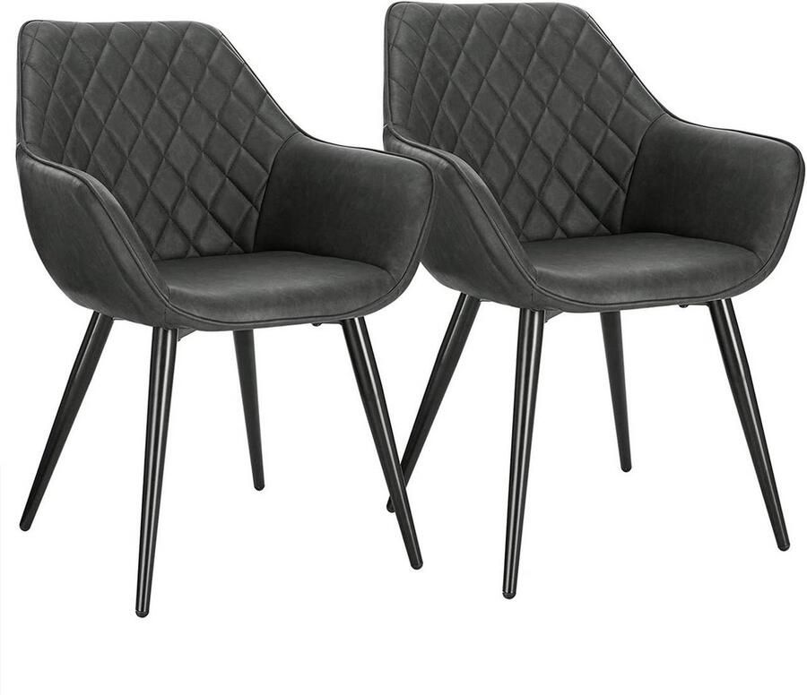 Rootz Living Rootz Set van 2 gestoffeerde eetkamerstoelen Fauteuils Kunstleerstoelen Comfortabel en ergonomisch Duurzaam en robuust Eenvoudig onderhoud 41 cm x 45 cm x 84 cm