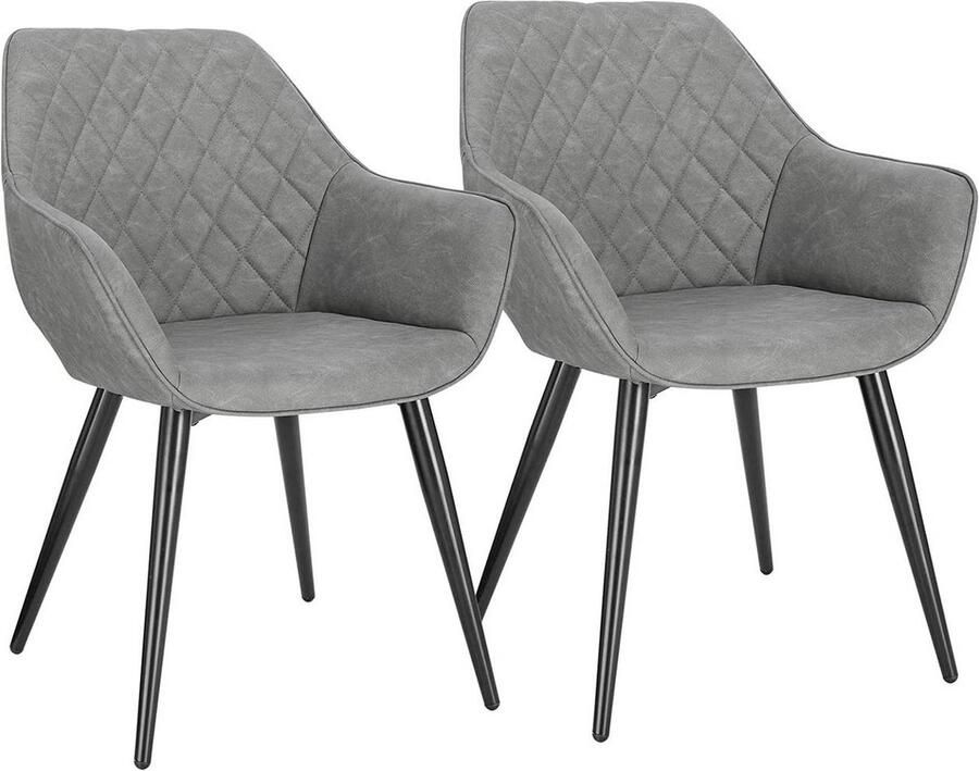 Rootz Living Rootz Set van 2 gestoffeerde eetkamerstoelen Fauteuils Kunstleren stoelen Comfortabel en ergonomisch Duurzaam metalen frame Verstelbaar en beschermend 84 cm x 41 cm x 45 cm
