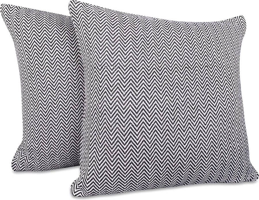 Set van 2 Gräfenstayn Premium Kussenhoezen 100% Katoen 40 x 40 cm Visgraatmotief Kussenslopen Decoratieve Kussenhoes voor Bed Sofa of Bank (Antraciet)