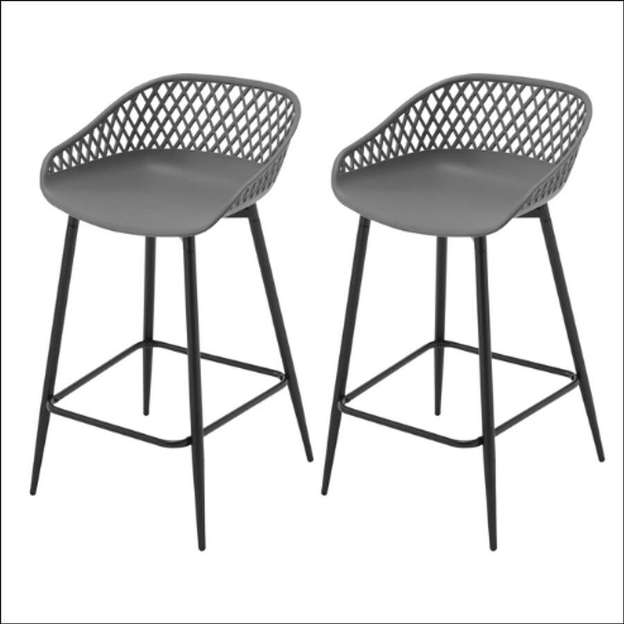 Set van 2 grijze kunststof barkrukken – modern duurzaam en comfortabel