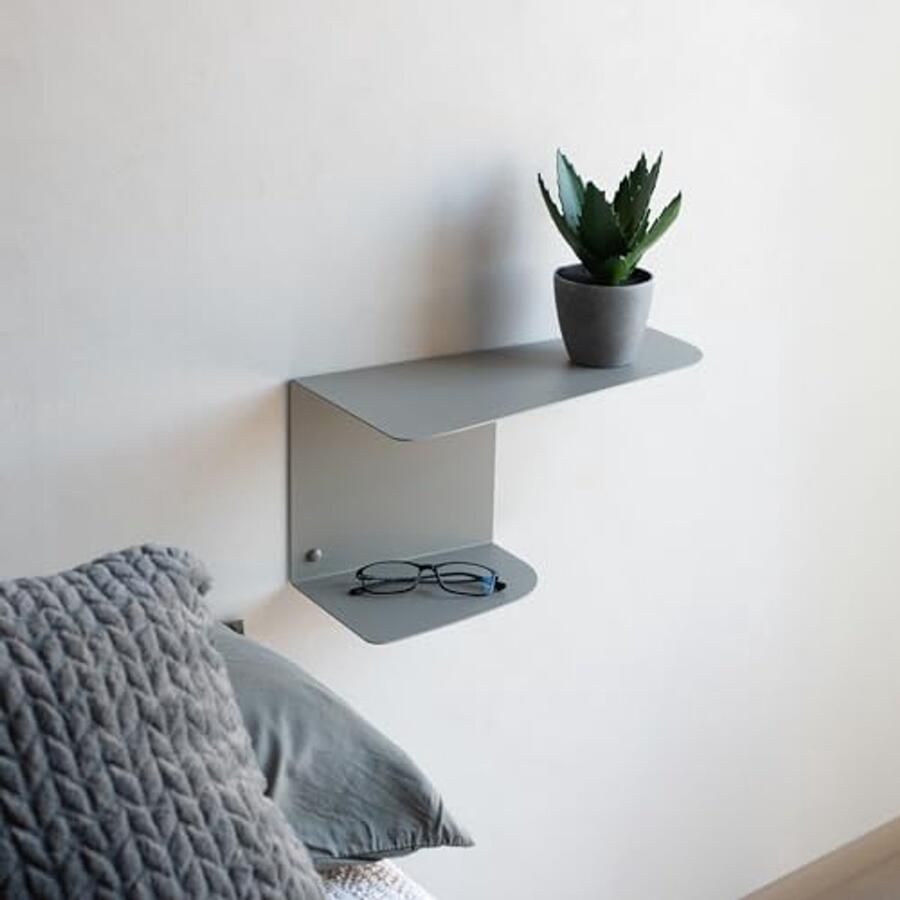 Set van 2 Grijze Nachtkastjes 40 x 20 cm Stijlvol Bedtafeltje voor Moderne Slaapkamers Smal Nachtkastje voor Entree Industrieel Design