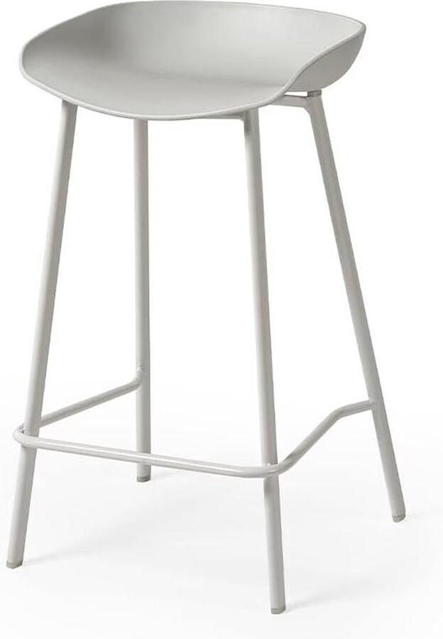 Set van 2 grijze Renzo barkrukken met modern design Barkruk