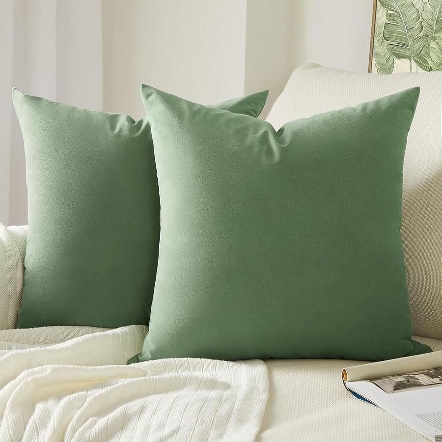 Set van 2 groene fluwelen kussenslopen decoratie voor bank en bed 2 stuks groen fluweel 40 x 40 cm