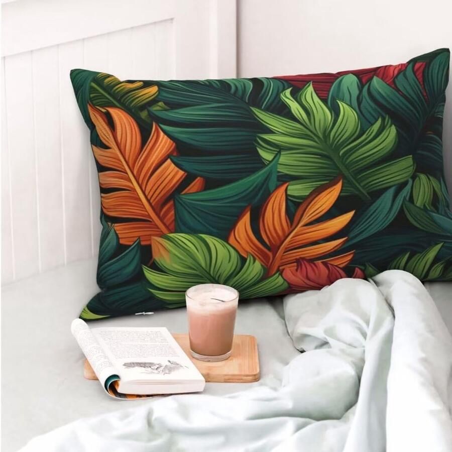 Furnibella -Set van 2 Groene Kussenhoezen 50x70 cm Linnen Outdoor Kussenslopen voor Bank Rechthoekig Sierkussen voor Woonkamer en Tuin