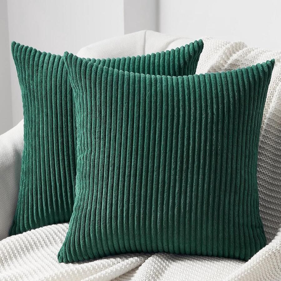 Set van 2 groene kussenhoezen voor lente en outdoor waterdicht bankkussen waterdicht sierkussen kussenovertrek van linnen premium kwaliteit voor tuin bank woonkamer 40 x 40 cm cyaanbloemen kussenslopen