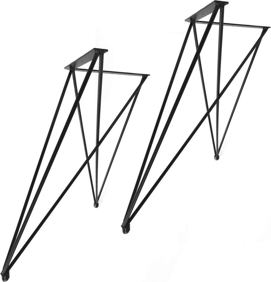 Set van 2 Hairpin Legs Tafelpoten 12 mm Staal Eettafel of Bureau In Hoogte Verstelbaar Zwart Wit 72 cm Hoog