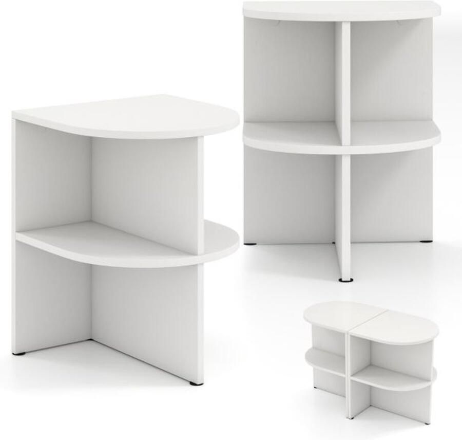 Vierkante salontafel – Industriële bijzettafel met T-vormig metalen onderstel compact nachtkastje – Bruin