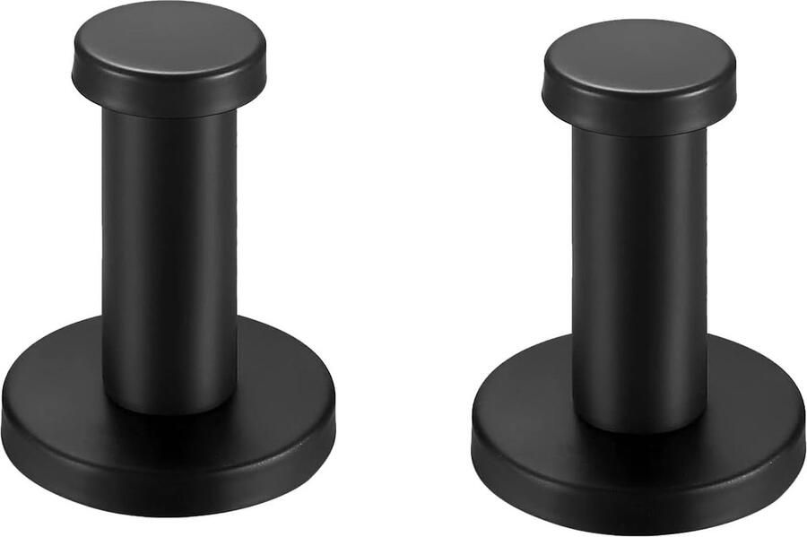 Set van 2 handdoekhaken roestvrijstalen kapstokken wandhaken handdoekhouder enkele haak draagvermogen tot 15 kg haak handdoekhouder badkameraccessoires (12 x 50 mm zwart)